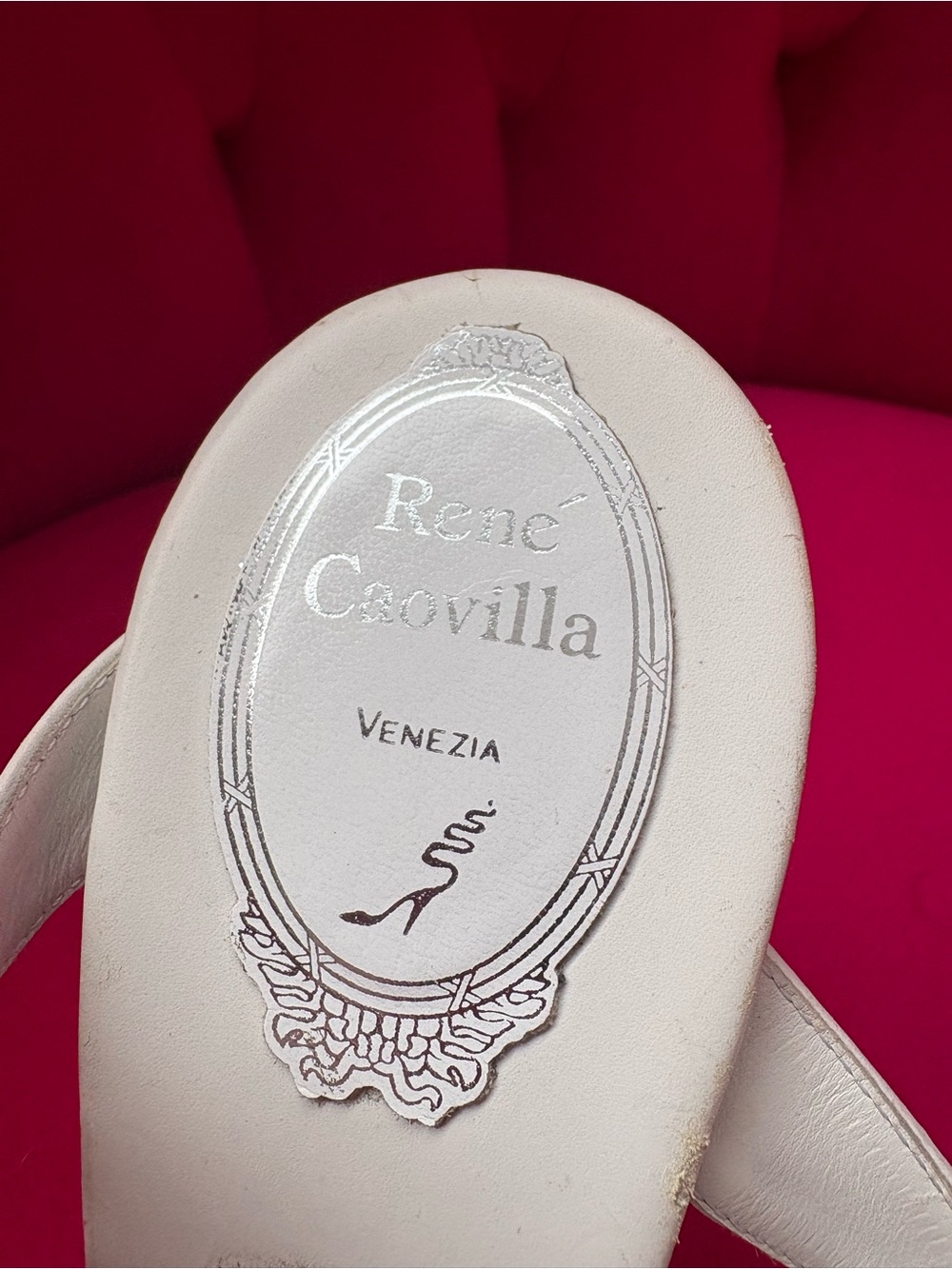 Rene Caovilla Ivory Jeweled T-Strap Heels - Picture 3 of 12